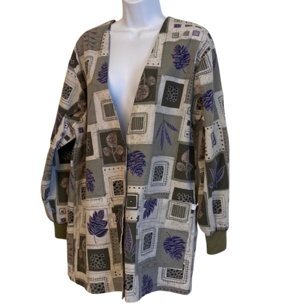 Leaf themed scrub jacket